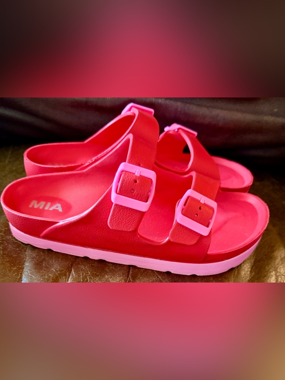 MIA Kota Two-Toned Double-Buckle Slide Sandals - Picture 3 of 5